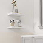 Floating Shelves for Wall, 16 Inch Wall Mounted White Hanging Shelf for Kitchen, Living Room, Office, Bedroom, Bathroom, Retro Vintage Wood Bookshelf for House Decor