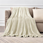 BEDELITE 3D Ribbed Jacquard Beige Fleece Twin Blanket - Image 6