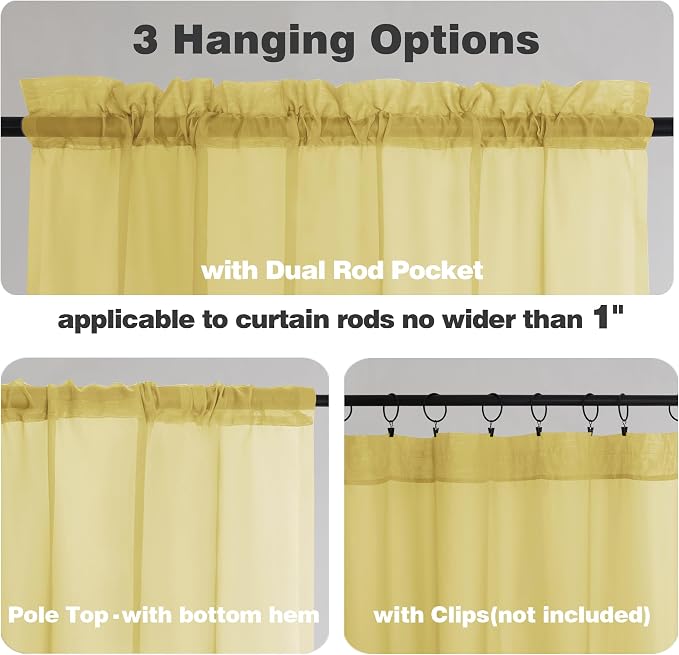 Chyhomenyc Mustard Yellow Sheer Curtains 120 Inches Long - Image 7