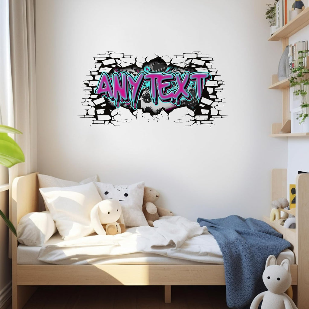 Personalized Gamer Name Decal Graffiti Wall Art Custom Personalized Boys Room Stickers Decals and Stickers for Nursery, Room Decor, Peel & Stick Name Decals for Walls