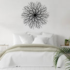 Tree of Life Metal Wall Art, Metal Tree Wall Art, Large Round Sculpture, Round Branch Wall Decor, Large Branch Artwork, Nature Sign, Wall Decor for Living Room, Housewarming Gift (Silver, 39"x39"|100x100cm)