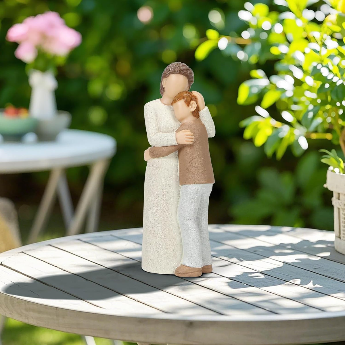 Grandma and Grandson Figurines, Elderly Grandmother and Teen Grandson Statues, Love My Grandma Gift for Mother’s Day Anniversary Birthday Christmas