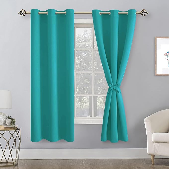 Blackout Curtains for Bedroom, Peacock Teal, 38 x 72 Inch, 2 Panels | Noise - Image 8