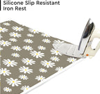 Encasa XO Ironing Mat/Pad (Large 48"x28") with 3mm Padding & Silicone Iron Rest for Steam Pressing on Tabletop or Bed - Heat Resistant, Portable, Quilting & Travel Blanket - Daisy Grey
