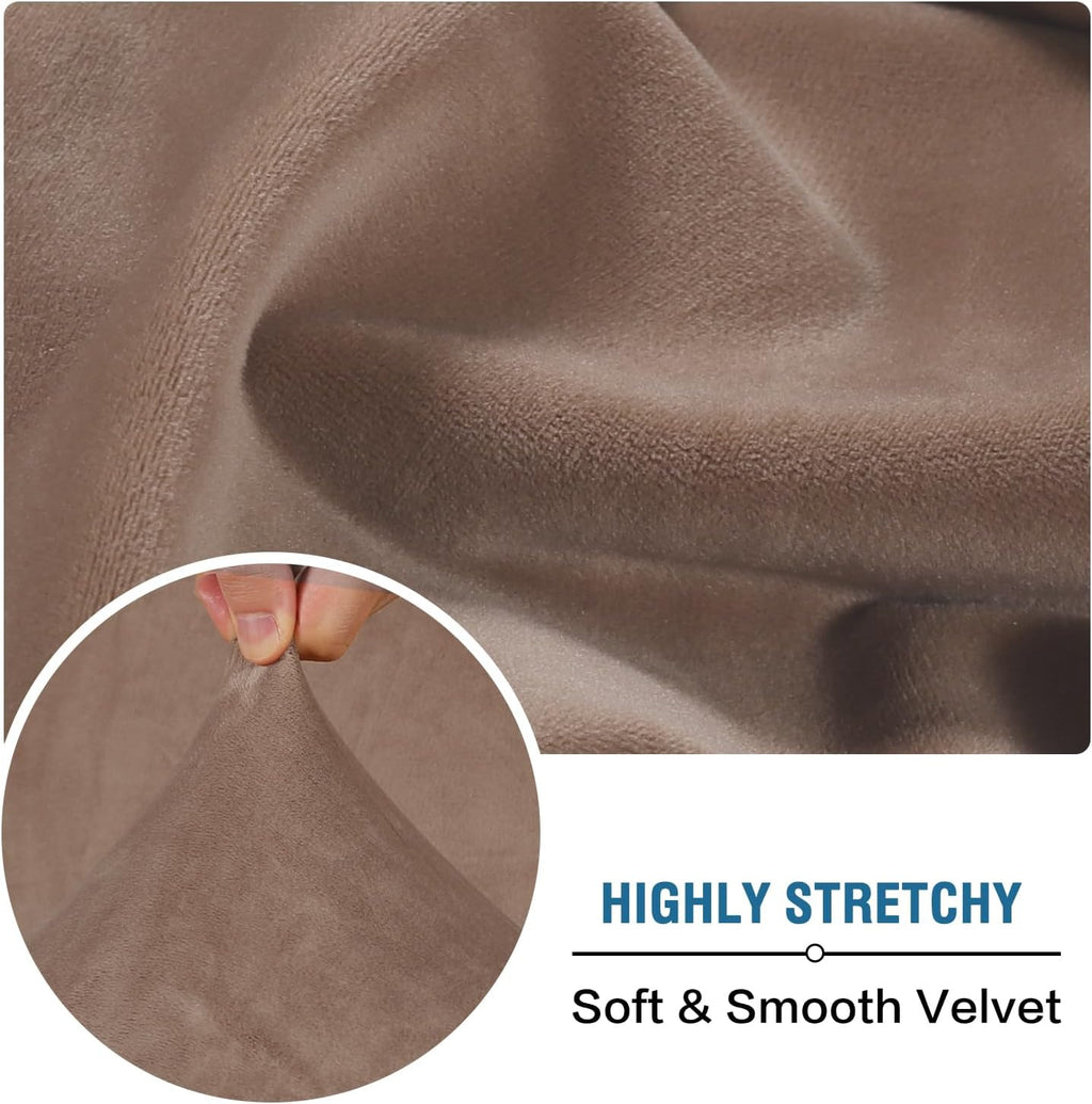 H.VERSAILTEX Velvet Stretch Individual Couch Cushion Cover Plush Slipcover for Loveseat Sofa Furniture Protector Seat Cover (1 Piece Loveseat Cushion Cover, Taupe)