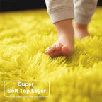 Amdrebio Yellow Fluffy Round Area Rug 5Ft - Image 4