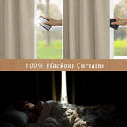 80 Inch 100% Blackout Natural Linen Curtains 2 Panels, 52 x 80 Inch | Privacy - Image 4