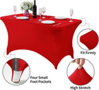 2Pack Spandex Table Cover for 4FT or 6ft or 8ft Table Universal Fitted Stretch Tablecloth for Party, Banquet, Wedding and Events-Red