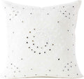 Eyes of India Embroidered Decorative Boho Throw Pillow Cover with Mirrors, Handmade Bohemian Accent Cushion Case for Sofa Couch Bedroom Living Room (White, 24" x 24")