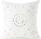 Eyes of India Embroidered Decorative Boho Throw Pillow Cover with Mirrors, Handmade Bohemian Accent Cushion Case for Sofa Couch Bedroom Living Room (White, 24" x 24")