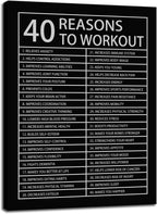 Inspirational Posters Motivational Wall Art 40 Reasons to Workout Picture Prints on Canvas Modern Home Decor Painting Artwork for Living Room Office Stretched and Framed Ready to Hang [30''W x 40''H]