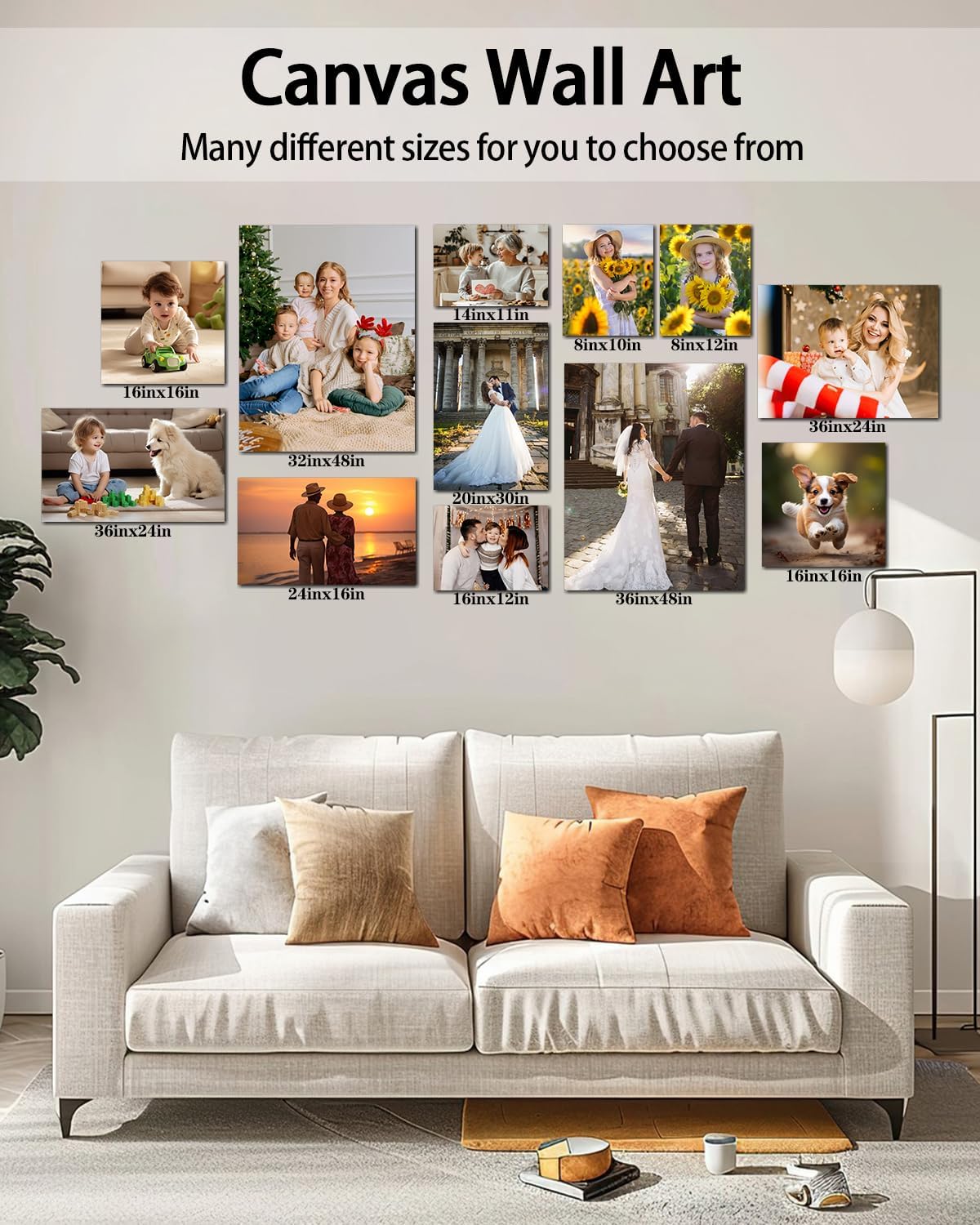 AbcCustomize Canvas Prints with Your Photos, Custom Canvas for Living Room and Bedroom Decor, Personalized gifts for Friends Lover and Family, Canvas Wall Art for Gifts & Keepsakes, Ready to Hang