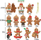 12pcs Christmas Gingerbread Man Ornaments for Christmas Tree Decorations Assorted Plastic Gingerbread Figurines Xmas Holiday Decorations 3 Inch Tall
