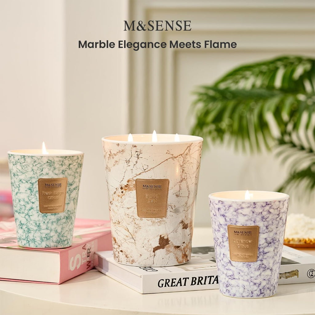 M&SENSE Summer Night Scented Candles for Home, 3-Wick Highly Scented Jar Candles, Extra Large Candle 35 Oz 150 Hours Long Lasting Burning, Relaxing Aromatherapy Candle for Stress Relief, Meditation