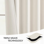 MIULEE Ivory Back Tab Blackout Curtains 52x102 Inch Long 2 Panels Set | Rod - Image 7