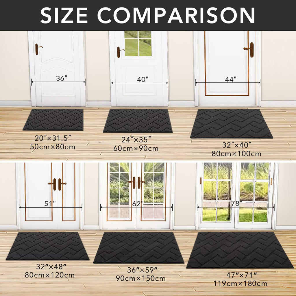 hicorfe Indoor Doormat,Front Back Door Mat Rubber Backing Non Slip Door Mats 20"x59" Absorbent Resist Dirt Entrance Doormat Inside Floor Mats Entryway Washable Low-Profile for Patio,Garden(Charcoal)