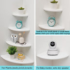 Corner Shelves, Floating Corner Shelf, Set of 3 Solid Oak Wood Corner Wall Shelves, Round End with Wire Hole Shelving for Small Plant for Bedroom Kitchen, Living Room (Size 9/10/12in)