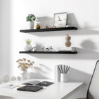 Wood Floating Shelves for Wall Decor, Rustic Wall Shelves for Bedroom Bathroom Kitchen Living Room, Set of 4 Black 36 Inch