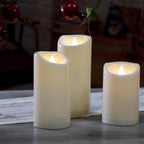 CANDLE CHOICE Waterproof Outdoor Battery Operated Flameless Pillar Candles with Timer Realistic Flickering Plastic Fake Electric LED Lights for Lantern Garden Wedding Christmas Decorations 3 Pack