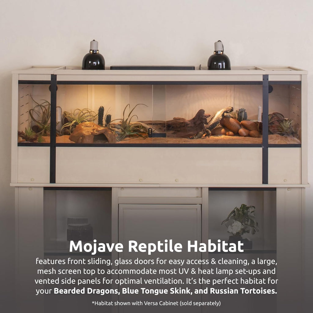 New Age Pet ECOFLEX 60-Inch Mojave Reptile Lounge in Maple- Durable, Moisture-Resistant Wood Plastic Composite Habitat with Vented Side Panels, Removable Sliding Glass Doors & Lock
