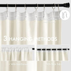 MIULEE Cream Back Tab Blackout Curtains 52x120 Inch Long 2 Panels Set | Rod - Image 3