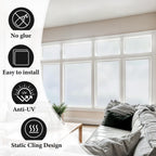 DUOFIRE Privacy Window Film Natural Frosted Glass Film Static Cling Glass Film No Glue Anti-UV Window Sticker Non Adhesive for Privacy Office Meeting Room Bathroom Living Room 17.4in. x 157.4in. S001