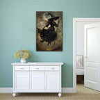 Witch in the Forest Halloween Print Wall Art Poster Witch Decor Vintage Print Dark College Wall Art Victorian Gothic Room Decor Canvas Wall Print20x30in Wood Framed