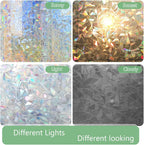 HIDBEA Window Privacy Film Static Clings, Rainbow Window Film, 3D Decals Non-Adhesive Window Vinyl Film for Home Door, 17.3 Inch x 13.1 Feet