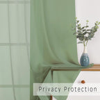 Sage Green Sheer Curtains 72 Inches Long 2 Panels Set, Transparent Voile Sheer - Image 6