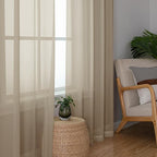 Simplebrand Taupe Sheer Curtains 90 Inches Long 2 Panels, Light Filtering Rod - Image 4