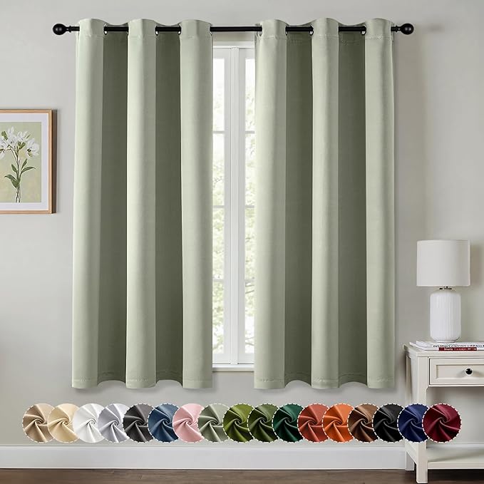 MIULEE Blackout Curtains for Bedroom 2 Panels 34 x 45 Inch Long Sage Green | by MIULEE