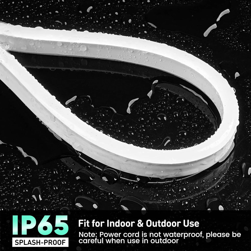 GZBtech Flexible LED Neon Rope Lights 16.4FT,AC 110-120V Waterproof Strip Light, 120 LEDs/M Cuttable Connectable Neon Lighting for Indoor Outdoor Home Decor/Commercial Building Use-Cold White 5M