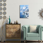 Winter lakeside town and snowy scenery merge together to form a landscape poster wall art suitable for living room bedroom and office