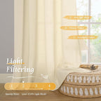 Beige Semi Sheer Linen Curtains 84 inches - Image 4