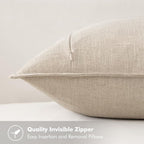 MIULEE Decorative Linen Pillow Covers 20x20 Inch Natural Beige | Boho - Image 3