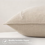 MIULEE Decorative Linen Euro Sham Pillow Covers 24x24 Natural Beige | Boho - Image 3