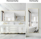 30x72inch Bathroom Mirror, Gold Rectangle Mirror with Thin Metal Frame, Large Rectangular Wall Mirrors for Bathroom, Living Roomm, Hair Salon, Big Farmehouse Mirror Hang Horizontal/Vertical