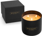 Benevolence LA 3 Wick Candle, Bergamot & Jasmine Large Scented Candle | Soy Candles | Gifts for Women and Men | Home Fragrance | Aromatherapy | Bathroom Freshener | 14.5 Oz, 45 Hour Burn
