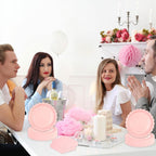 40 pcs Pink Party Paper Plates and Napkins Disposable 9 inch 20 pcs Dessert Plates & 20 pcs Napkins Tableware for Fruit Cake Party Decorations