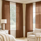 MIULEE Dark Brown Sheer Curtains 90 Inches Long 4 Panels 42 x 90 Inches | Light - Image 2