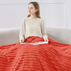 BEDELITE Ribbed Twin Blanket for Couch & Bed, Coral Red, Warm Yet Lightweight - Image 3