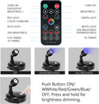 Cordless Spotlight Battery Operated, RGB Uplights with Remote and Timer, LED Indoor Plant Light, Dimmable Tree Accent Lighting, Color Changing Wall Lights for Art Painting Picture Dartboard