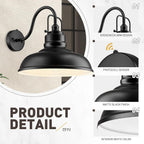 zeyu 2 Pack Dusk to Dawn Outdoor Wall Sconce, Gooseneck Barn Light Fixtures for Front Porch, Exterior Wall Mount Light in Matte Black Finish, 016-1BL-PC-2 BK