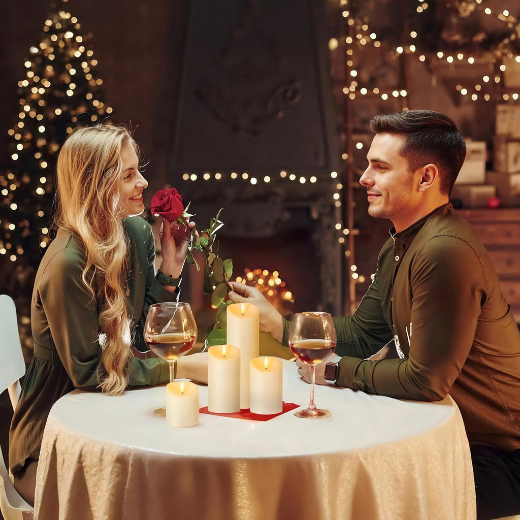NURADA Outdoor Flameless Candles with Remote Timer - Waterproof Realistic Flickering LED Pillar Electric Battery Operated Fake Candle for Holiday Home Wedding Fireplace Decor - Ivory 2 Pack (6" 6")