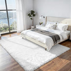 8x10 Fluffy Shag Area Rugs for Living Room Bedroom: Soft Plush Carpet White | - Image 2