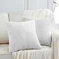 Fancy Homi 2 Packs White Euro Decorative Throw Pillow Covers 26x26 Inch for Living Room Couch Bed, Rustic Farmhouse Boho Home Decor, Soft Corss Corduroy Patchwork Textured Square Cushion Case 66x66 cm