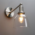 PERMO Industrial Vintage Slope Pole Wall Mount Single Sconce with 6.7" Oval Dome Clear Glass Shade Wall Sconce Light Lamp Fixture (Brushed Nickel)