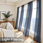 MIULEE Navy Blue Sheer Curtains 96 Inches Long 4 Panels 42 x 96 Inches | Light - Image 4