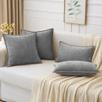 MIULEE Pack of 2 Couch Throw Pillow Covers 18x18 Inch Dark Gray Farmhouse Decorative Pillow Covers with Stitched Edge Soft Chenille Solid Dyed Spring Pillow Covers for Sofa Bed Living Room