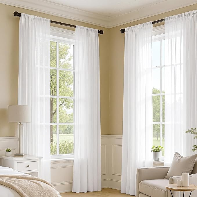 MIULEE White Sheer Curtains 84 Inches Long 4 Panels 42 x 84 Inches | Light - Image 2